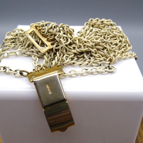 Vintage Napier Multi Strand Necklace, Five White Enamel Chains with Varying Link - Picture 3 of 3